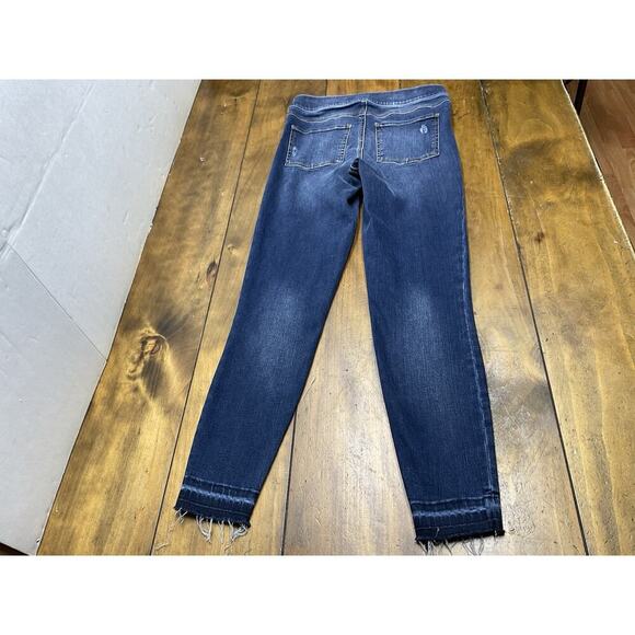 Spanx Distressed Ankle Skinny Jeggings Medium Wash Cotton Blend Small Raw Hem - Picture 2 of 8